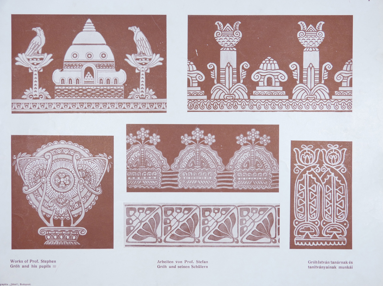Design for Ornamental Motifs in Hungarian Style by István Gróh and His Pupils (Kornél Medrea, Alajos Weisse, Ferencz Sárdinecz, Jakab Kopp, Gergely Szántó)