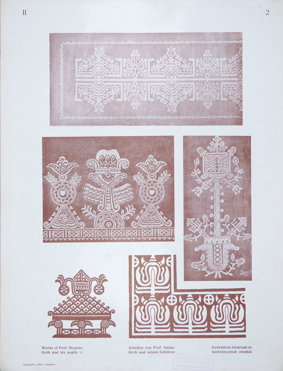 Design for Ornamental Motifs in Hungarian Style by István Gróh and His Pupils (Géza Tóth, Emil Olexák, János Vaimár, Károly Zborovszky)