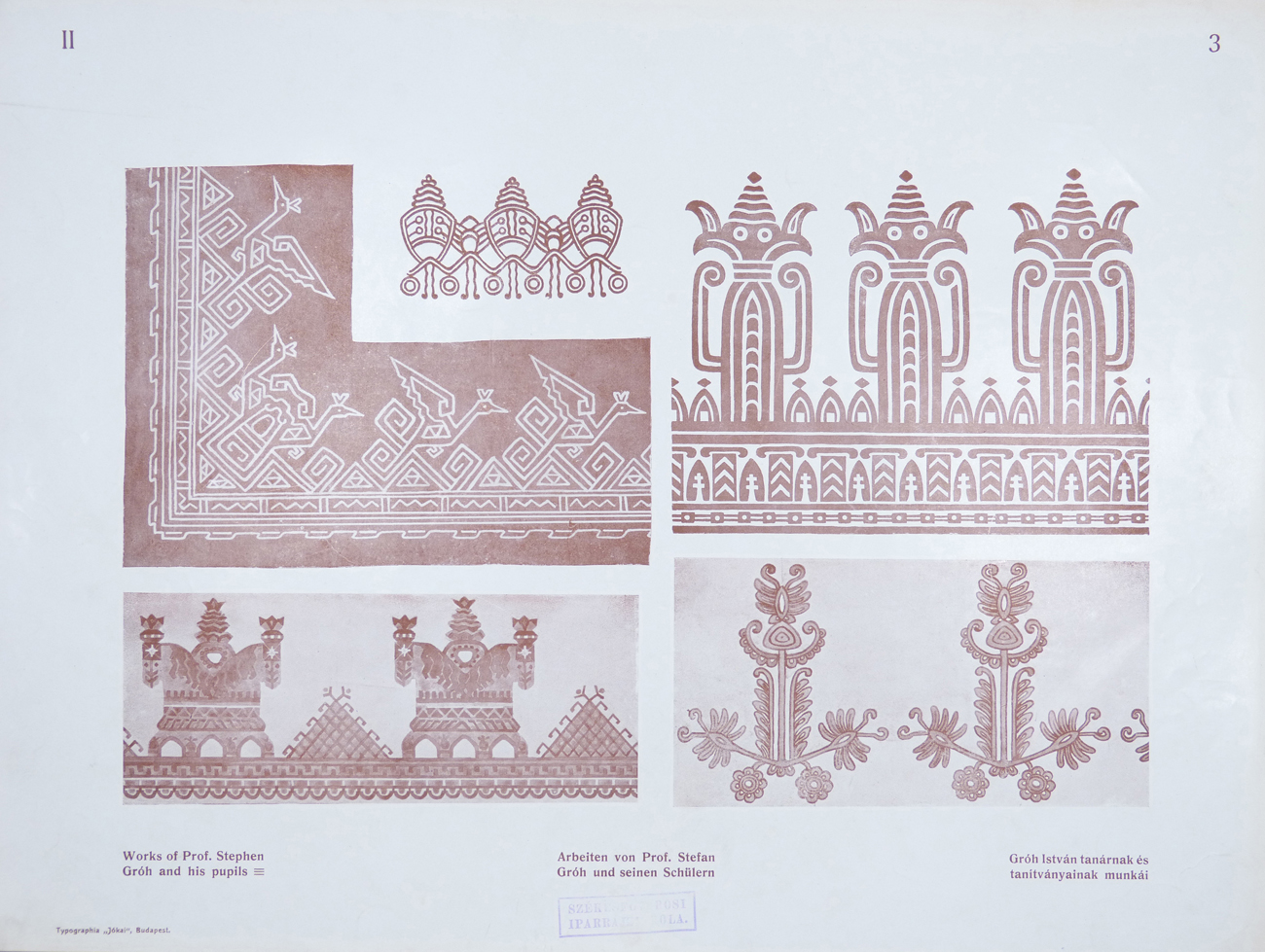 Design for Ornamental Motifs in Hungarian Style by István Gróh and His Pupils (Geregly Szántó, Antal Gáblik, Béla Szekeres, János Witthalm)