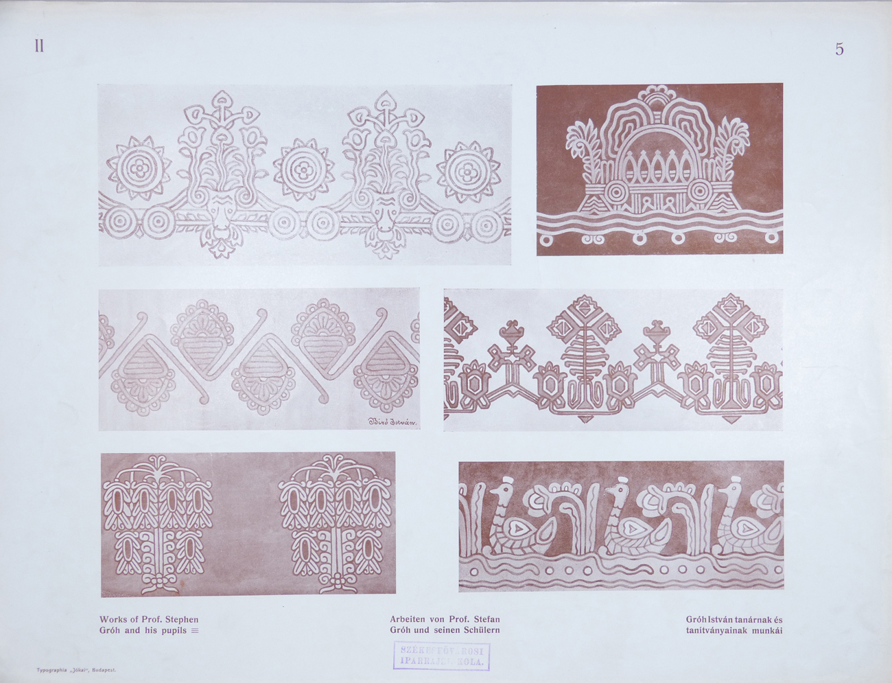 Design for Ornamental Motifs in Hungarian Style by István Gróh and His Pupils (Béla Wojtass, István Biró, Gergely Szántó, Gyula Rumbold)