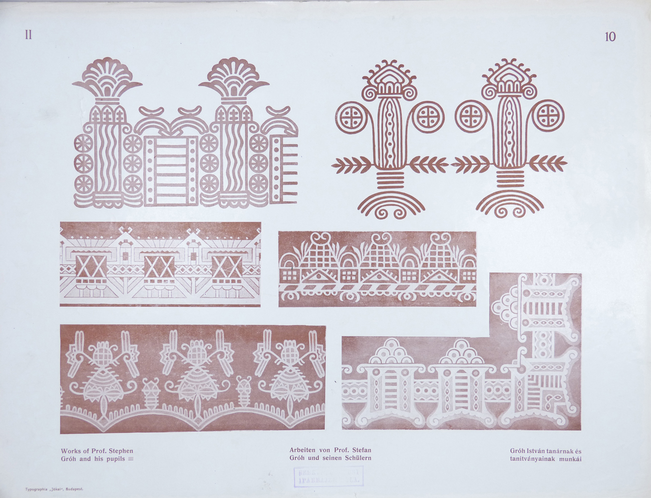 Design for Ornamental Motifs in Hungarian Style by István Gróh and His Pupils (István Mihály, Ödön Dankó, Viktor Schauer, Gyula Rumbold)