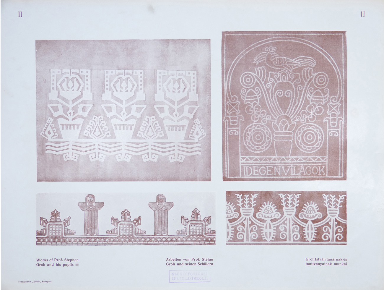 Design for Ornamental Motifs in Hungarian Style by István Gróh and His Pupils (Géza Tóth, Rikárd Schletter, Ödön Dankó)