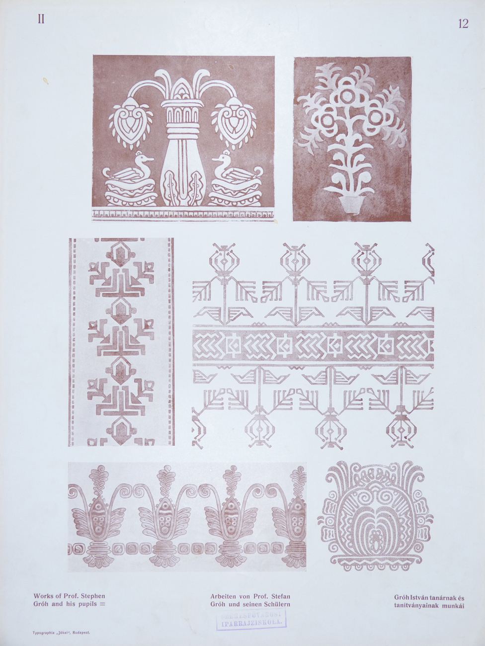 Design for Ornamental Motifs in Hungarian Style by István Gróh and His Pupils (Ervin Bosányi,László Csillag, Miklós Kovács, Gyula Rumbold, János Witthalm)