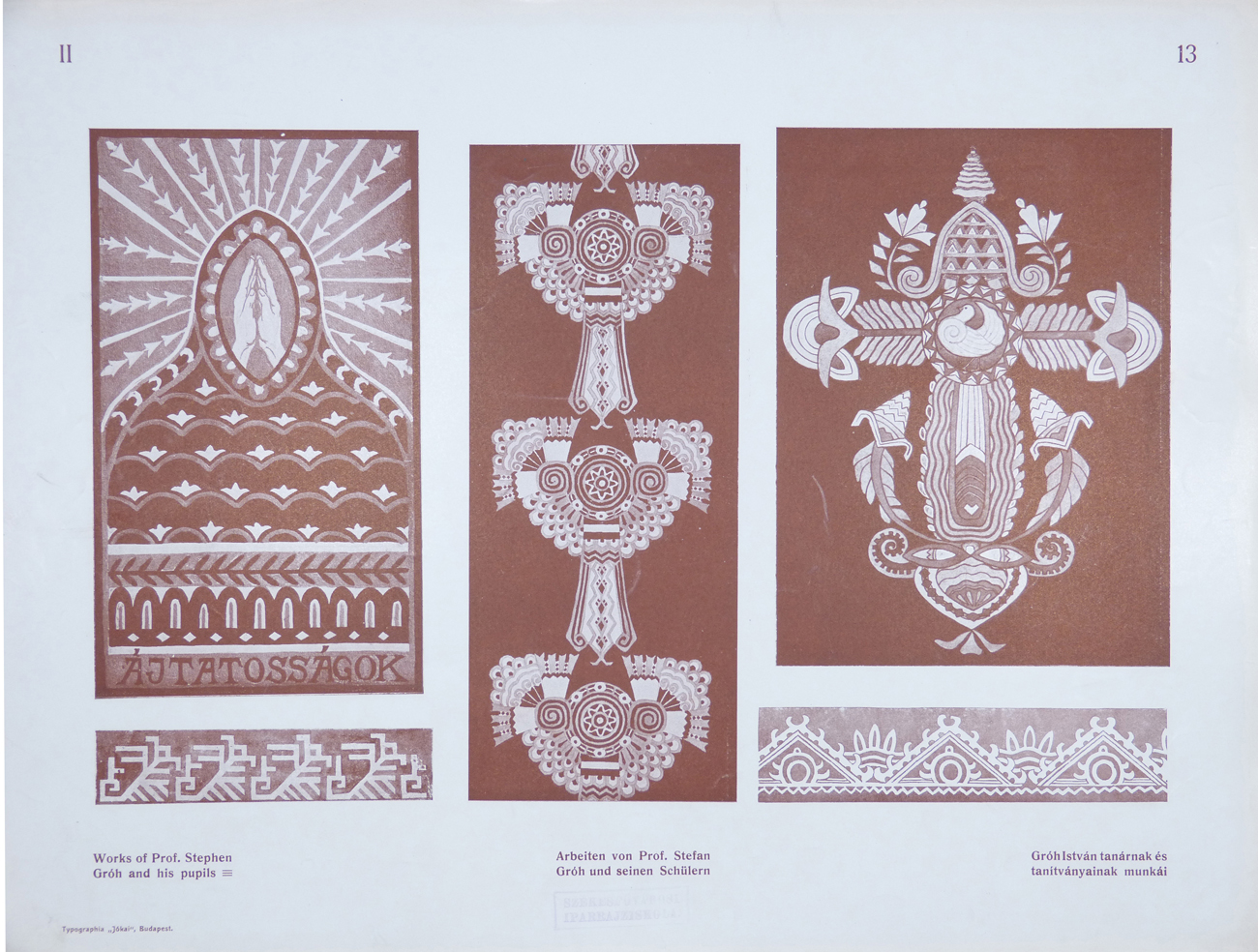 Design for Ornamental Motifs in Hungarian Style by István Gróh and His Pupils (Ödön Dankó, Antal Prigly, Tibor Müller)