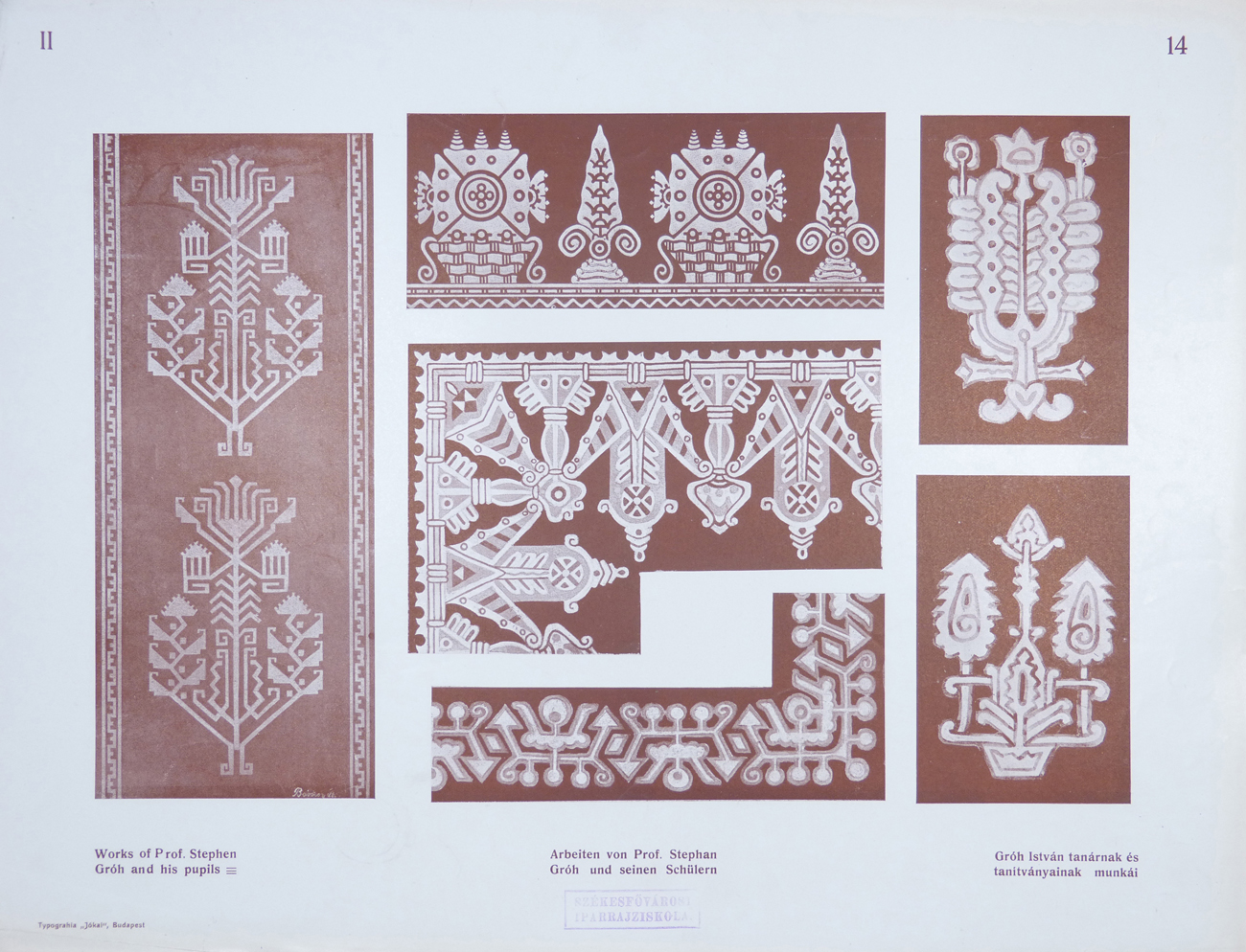 Design for Ornamental Motifs in Hungarian Style by István Gróh and His Pupils (Ödön Dankó, Gergely Szántó, Ármin Grünwald)
