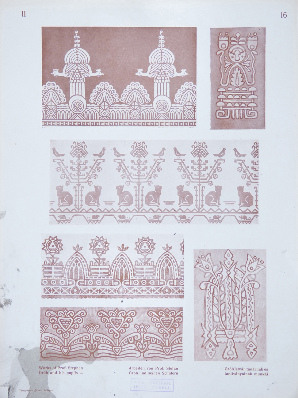 Design for Ornamental Motifs in Hungarian Style by István Gróh and His Pupils (Gyula Erbits, Gergely Szántó, Artur Adler)