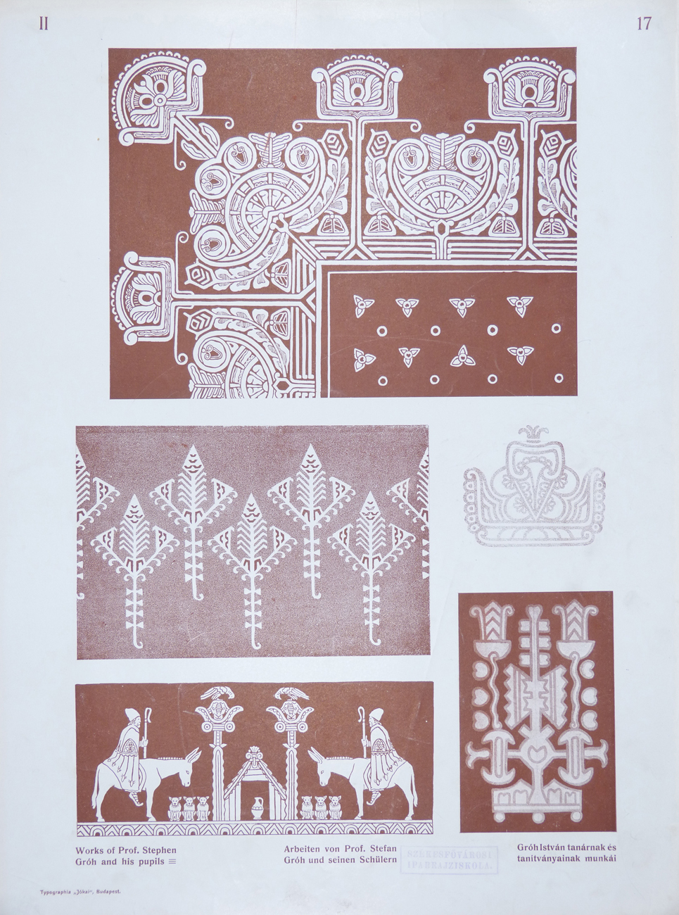 Design for Ornamental Motifs in Hungarian Style by István Gróh and His Pupils (János Kalmár, Géza Palotay, Emil Olexák, Gergely Szántó)