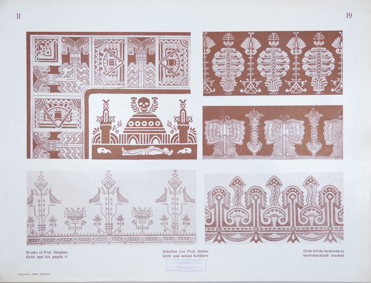 Design for Ornamental Motifs in Hungarian Style by István Gróh and His Pupils (Dénes Merenucy, Gyula Pintér, Dezső Klein, Gergely Szántó, Gyula Erbits)