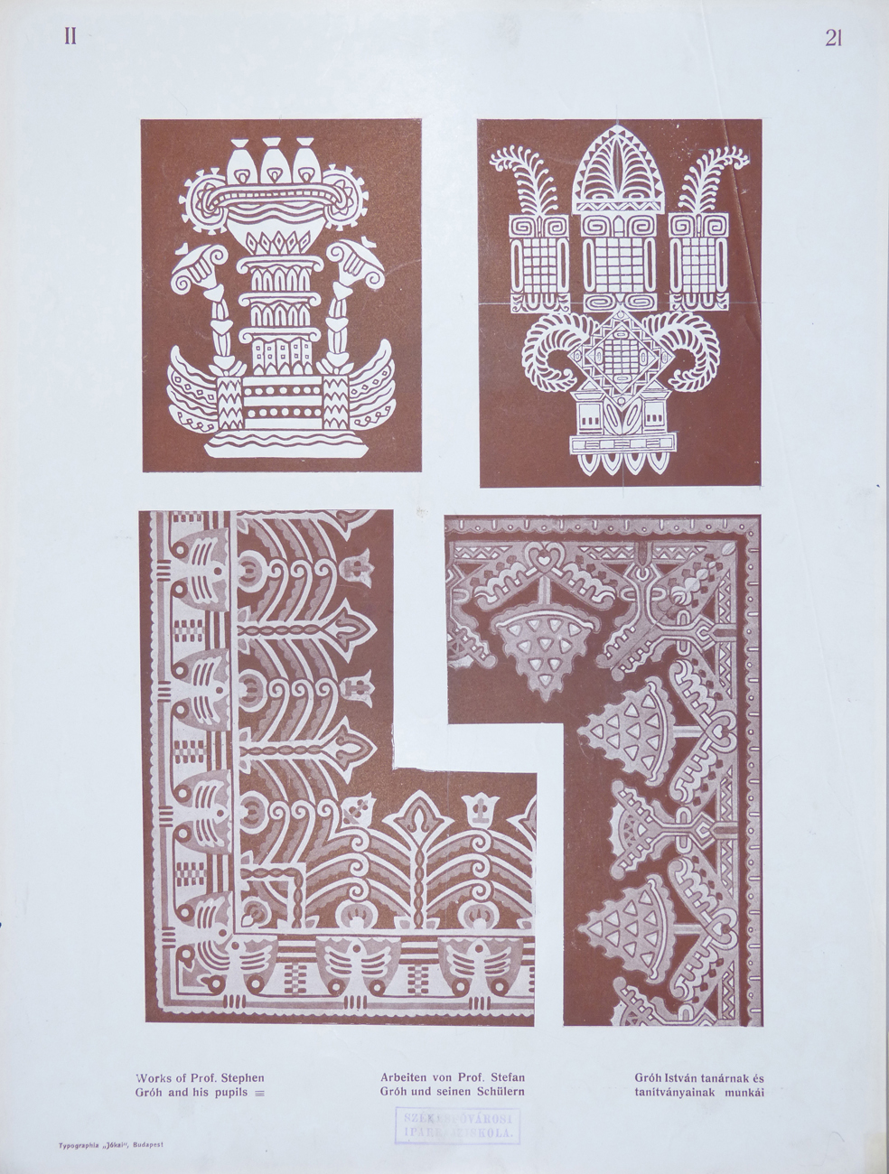 Design for Ornamental Motifs in Hungarian Style by István Gróh and His Pupils (Árpád Garamvölgyi, Gergely Szántó)