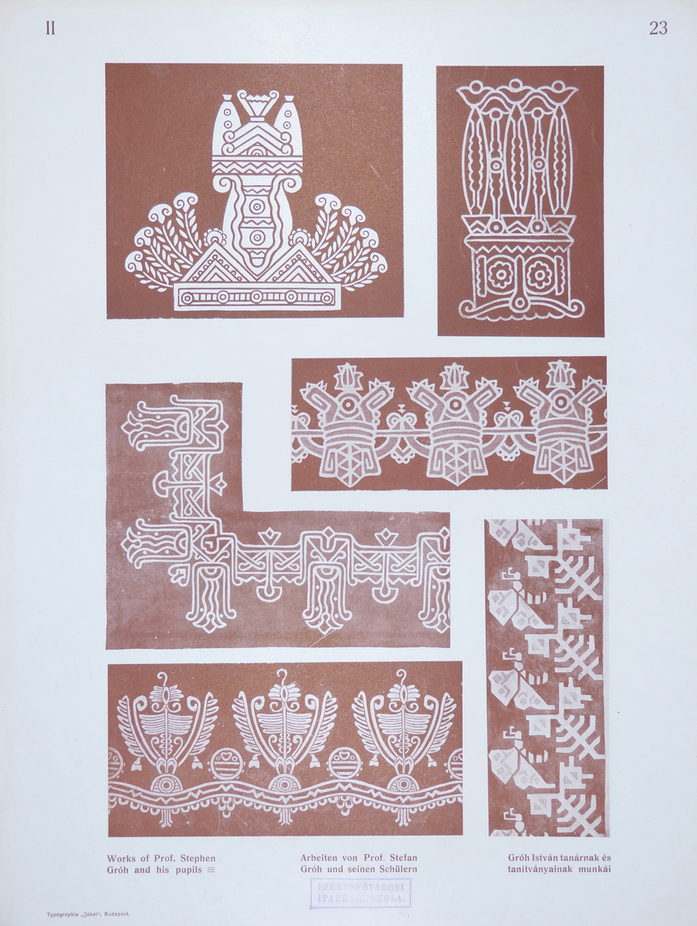 Design for Ornamental Motifs in Hungarian Style by István Gróh and His Pupils (Ödön Dankó, Gergely Szántó, János Witthalm, Mór Fischer)