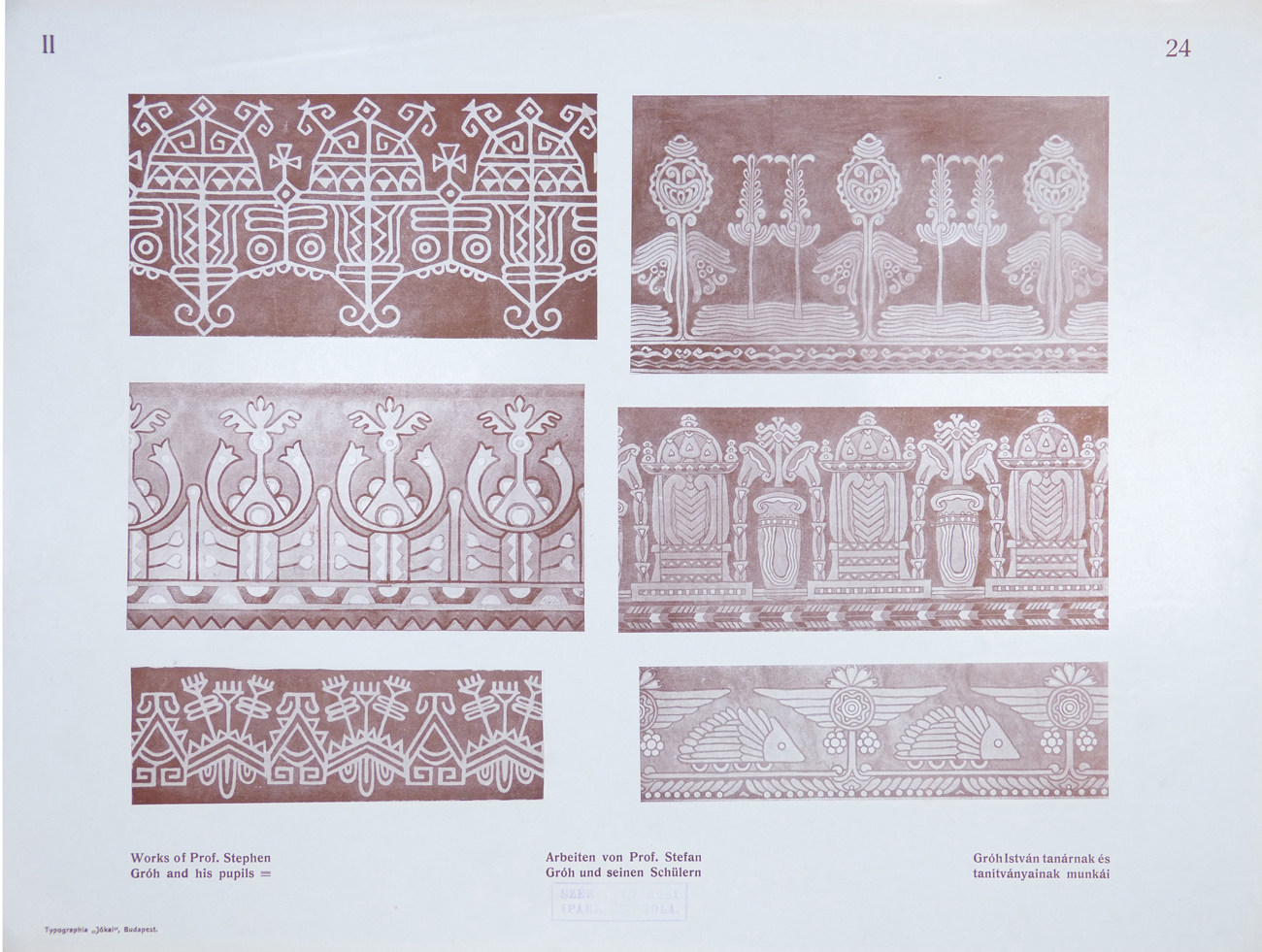 Design for Ornamental Motifs in Hungarian Style by István Gróh and His Pupils (Endre Nagy, Zoltán Tóth, István Lhotka, Ödön Dankó)