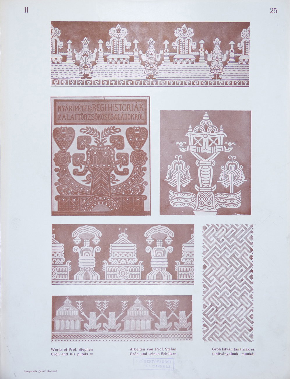 Design for Ornamental Motifs in Hungarian Style by István Gróh and His Pupils (Béla Szekeres, Béla Wojtass, Imre Szobotka, János Lindmayer, József Zecher)