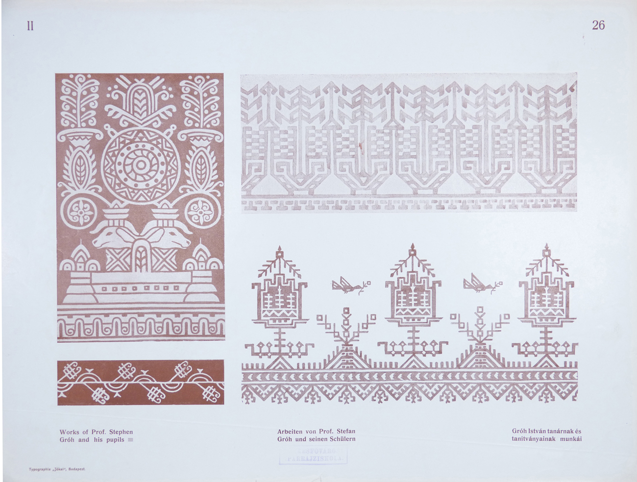 Design for Ornamental Motifs in Hungarian Style by István Gróh and His Pupils (Béla Skutélty, László Csillag, Ödön Dankó)