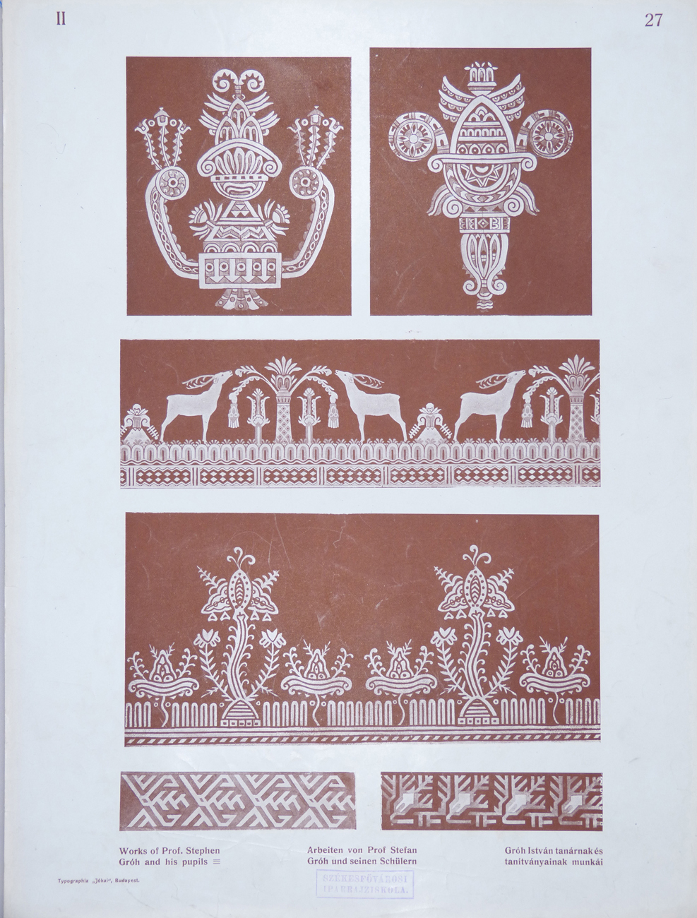 Design for Ornamental Motifs in Hungarian Style by István Gróh and His Pupils (Oszkár Varga, János Lindmayer, Mór Fischer, Károly Koppstein)