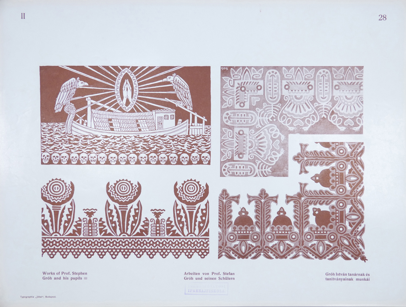 Design for Ornamental Motifs in Hungarian Style by István Gróh and His Pupils (Károly Zborovszky, Gergely Szántó )