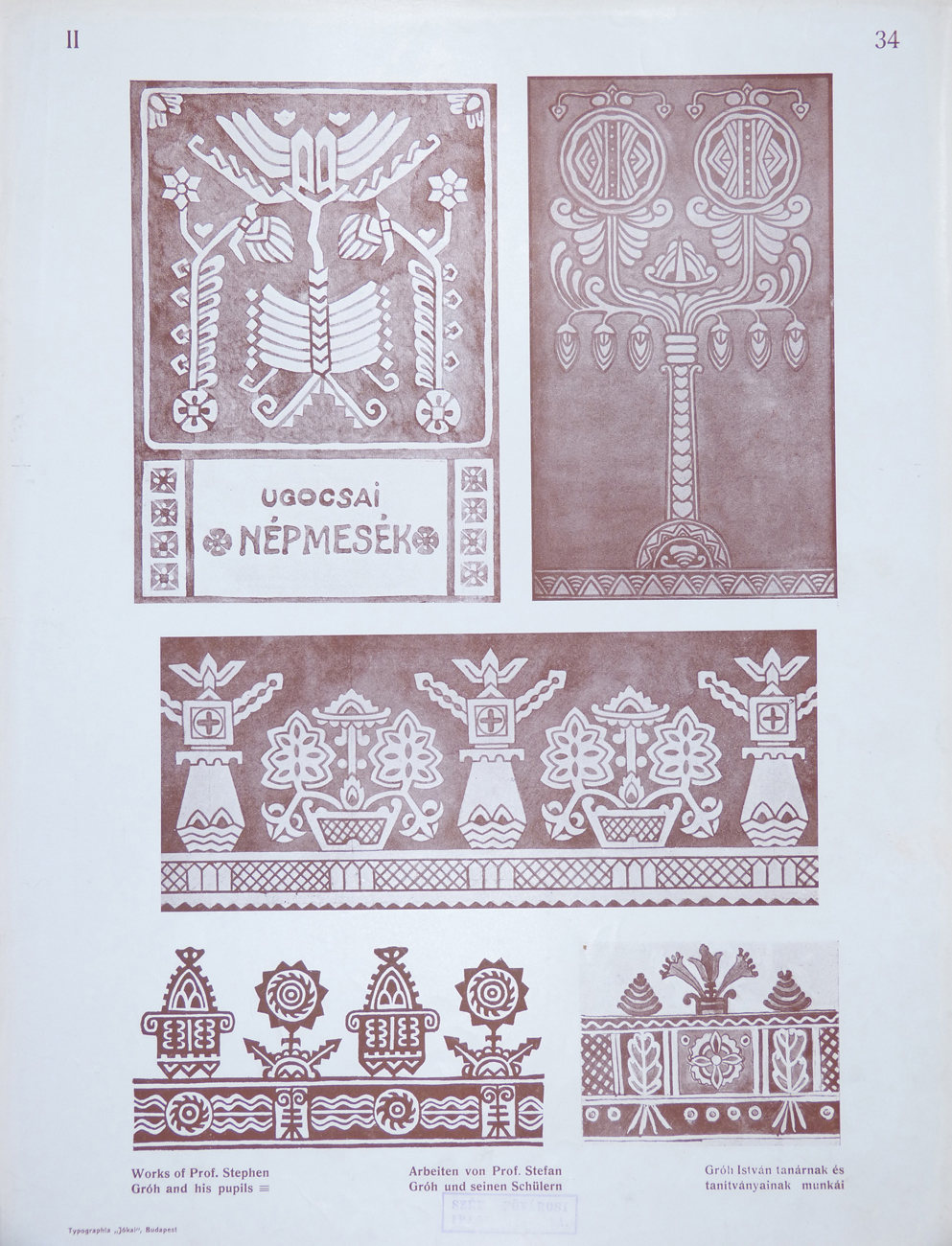 Design for Ornamental Motifs in Hungarian Style by István Gróh and His Pupils (Béla Skutélty, József Wolf, Gergely Szántó, Viktor Schauer)