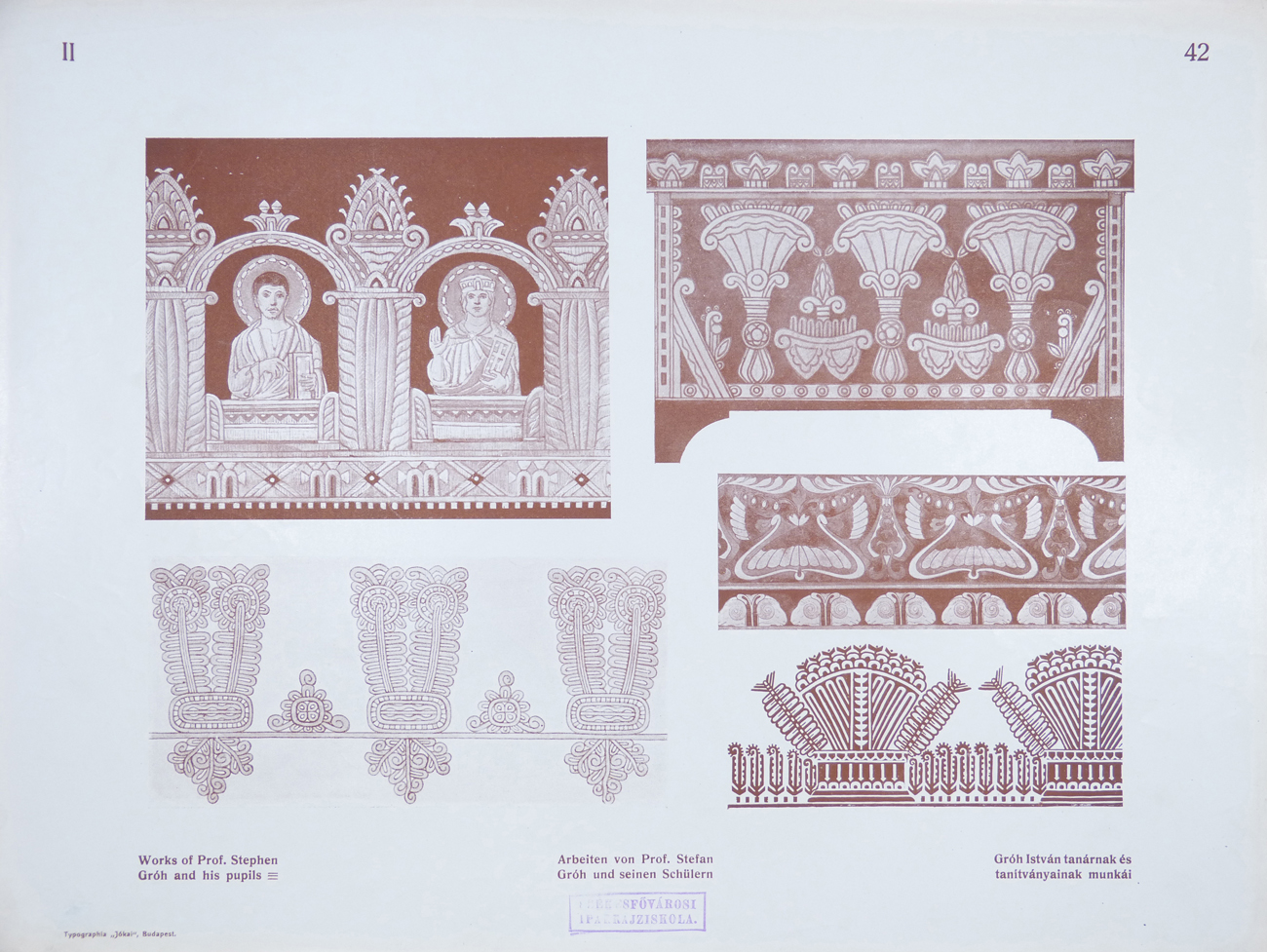 Design for Ornamental Motifs in Hungarian Style by István Gróh and His Pupils Aladár Budai, Gyula Bihari, Károly Koppstein()