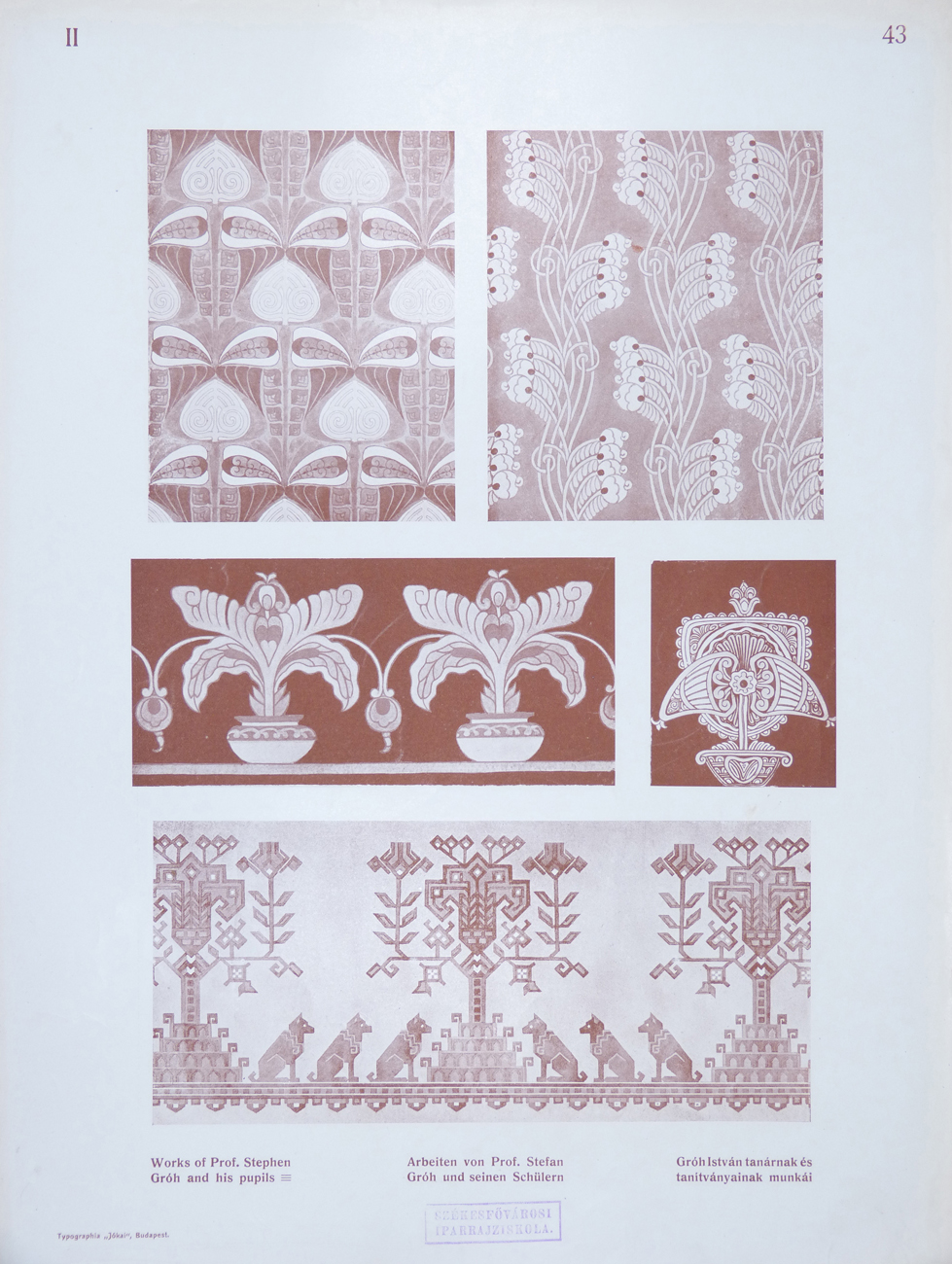 Design for Ornamental Motifs in Hungarian Style by István Gróh and His Pupils (István Csajka, Lajos Gimes, Lajos Hoffer, Alajos Weisse)