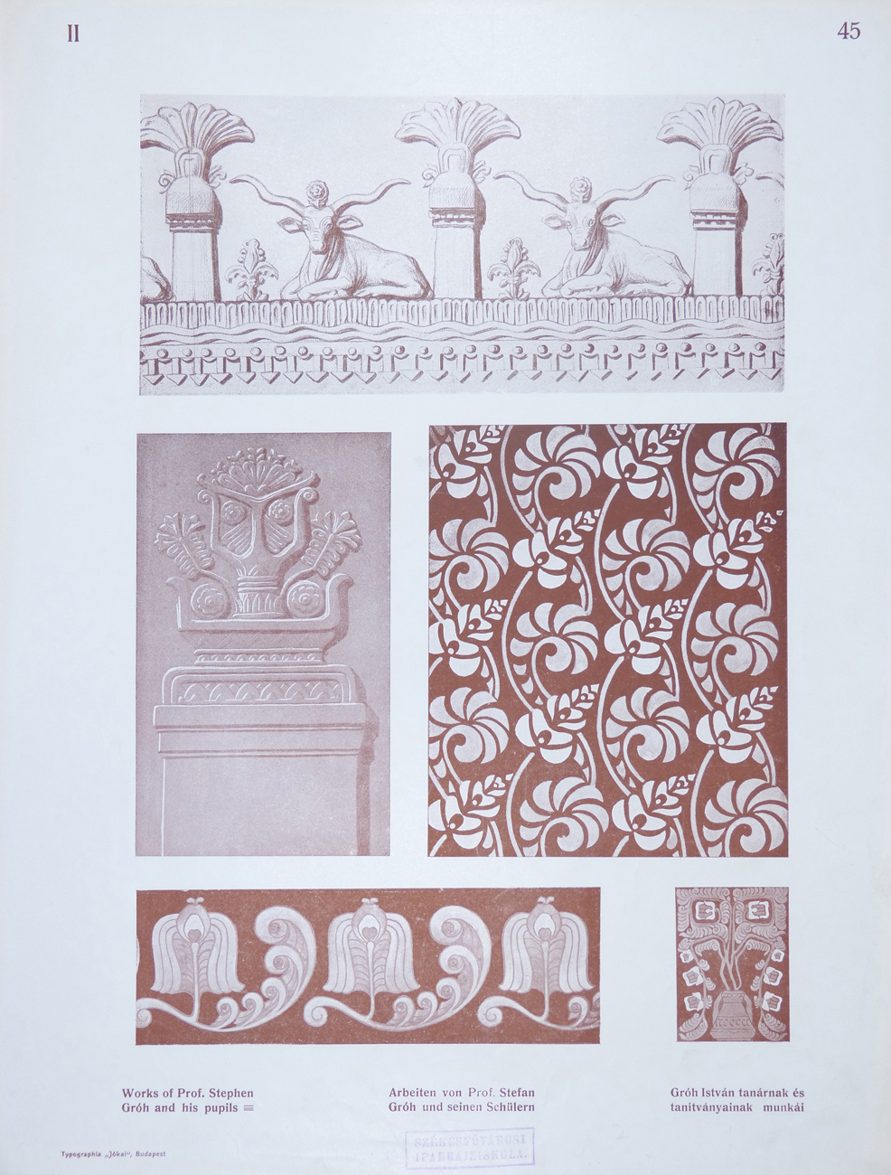 Design for Ornamental Motifs in Hungarian Style by István Gróh and His Pupils (István Biró, István Örkény, Dezső Szopkó, Ede Hanslicsek)